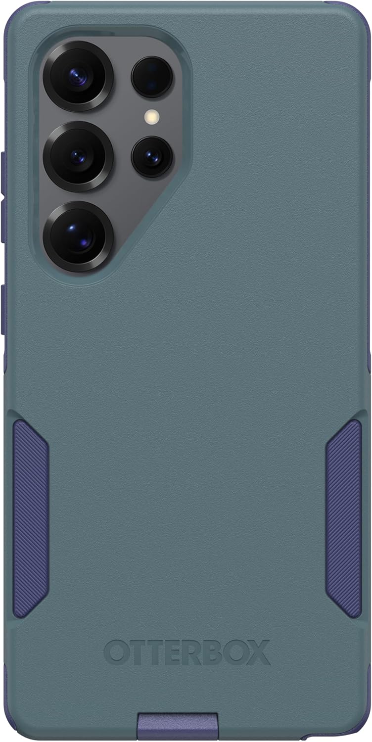 Left. OtterBox - OtterBox - Commuter Series Hard Shell for Galaxy S25 Ultra - Harbor Storm (Green & Blue).