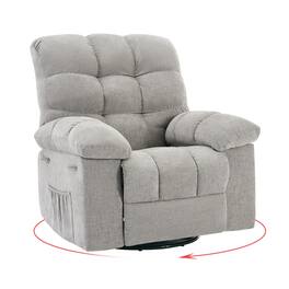 Jojoka - 35.4" Wide Manual Recliner Chair, Chenille Upholstery Swivel Nursery Rocking Chair - Gray