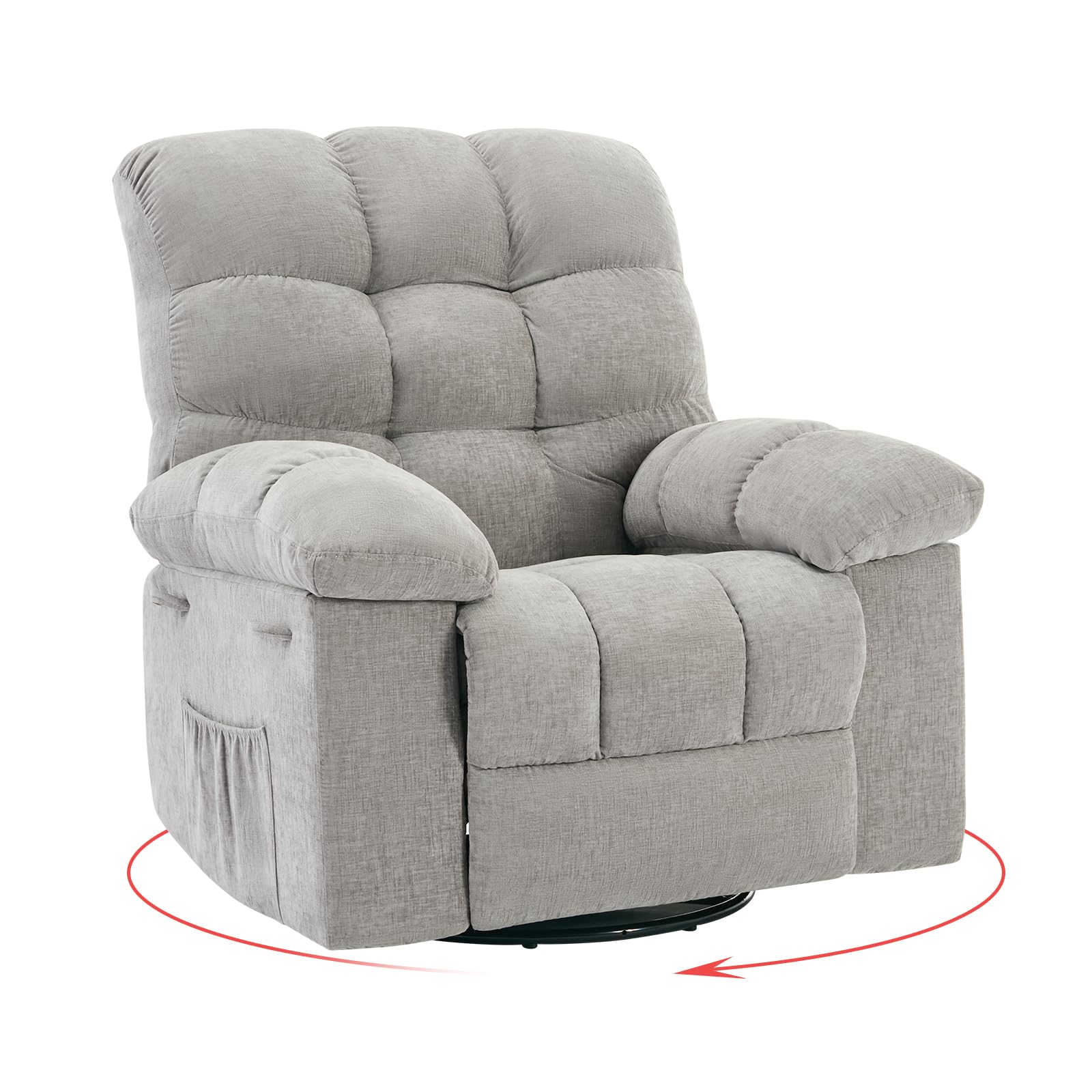 Front. Jojoka - 35.4" Wide Manual Recliner Chair, Chenille Upholstery Swivel Nursery Rocking Chair - Grey.