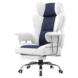 GTPlayer - 400lbs Heavy Duty Gaming Chair Fabric Comfortable Ergonomic Computer Chair with Soft Armrests - Light Blue & White