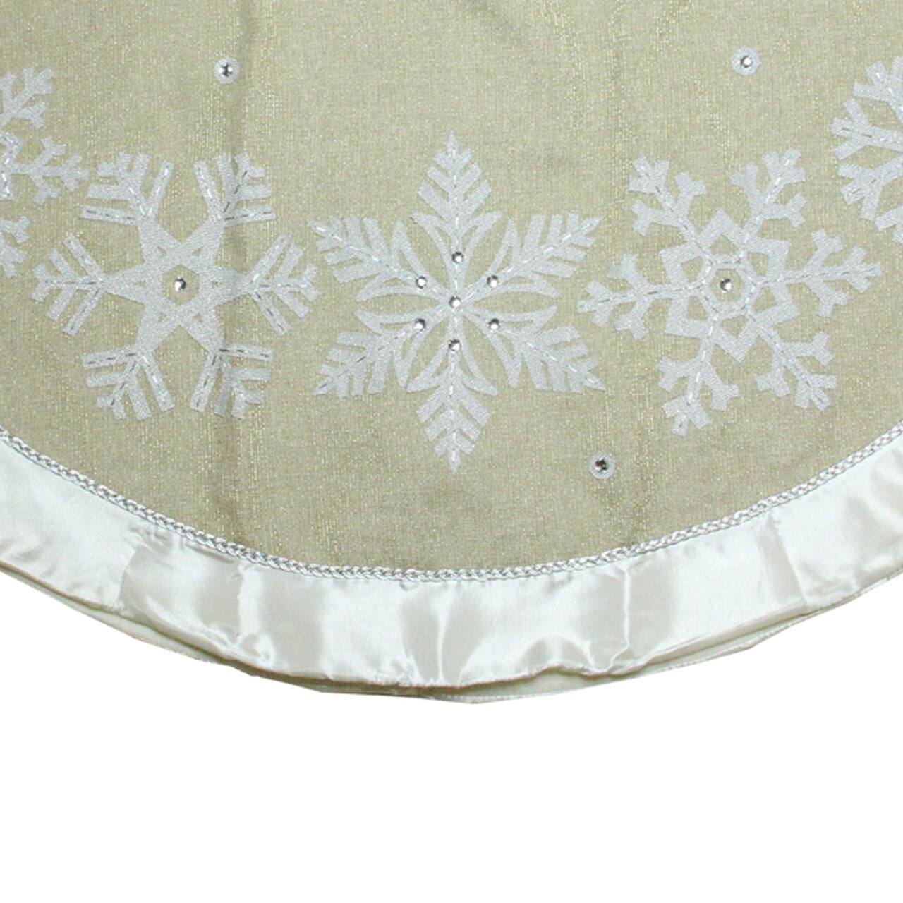 Alt View 3. Dyno - 48" Gold and Silver Bordered Snowflake Christmas Tree Skirt - Gold.