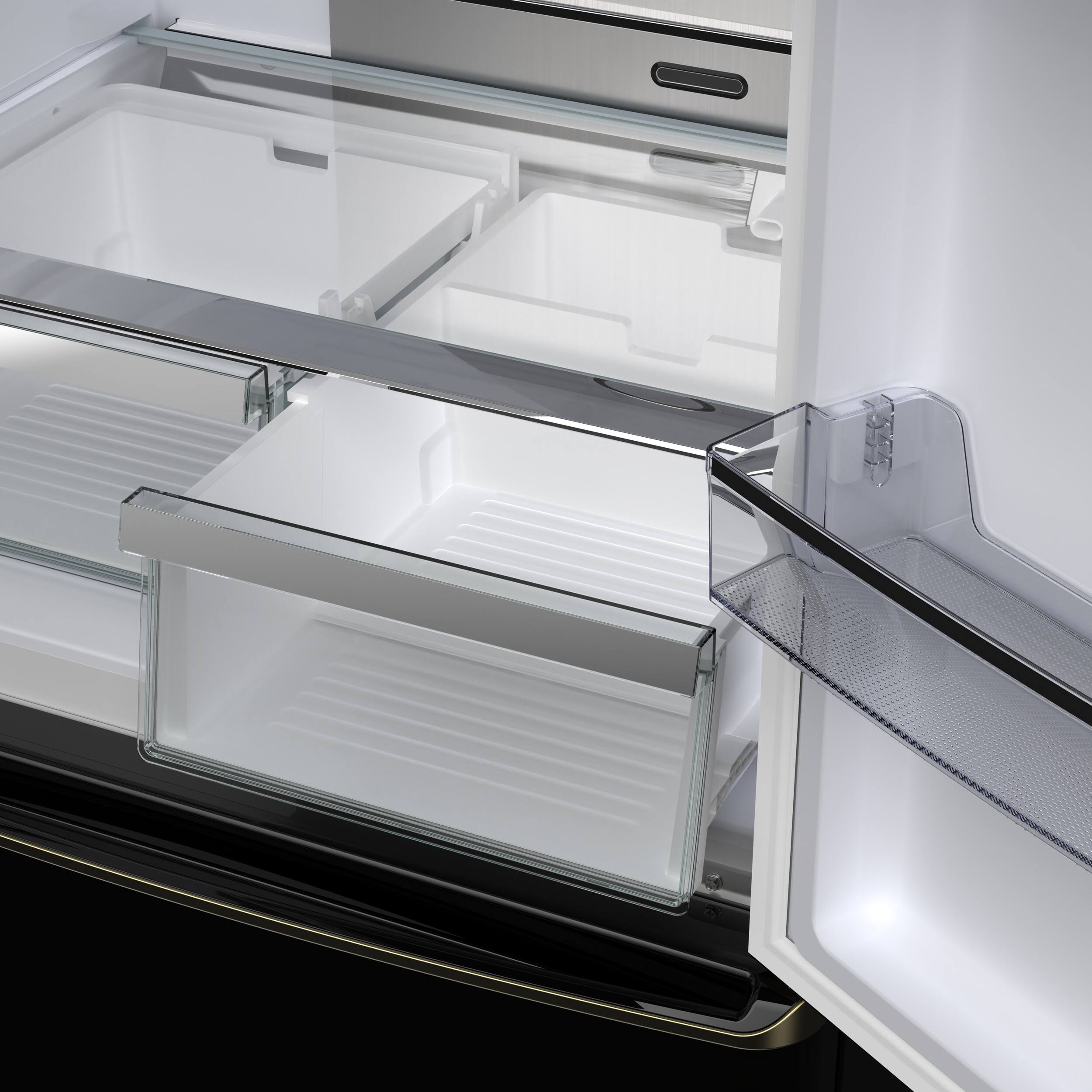 Alt View 8. Forno Appliances - Luigi 18 Cu. Ft. Counter-Depth French Door Refrigerator with Antique Brass Handles - Black.