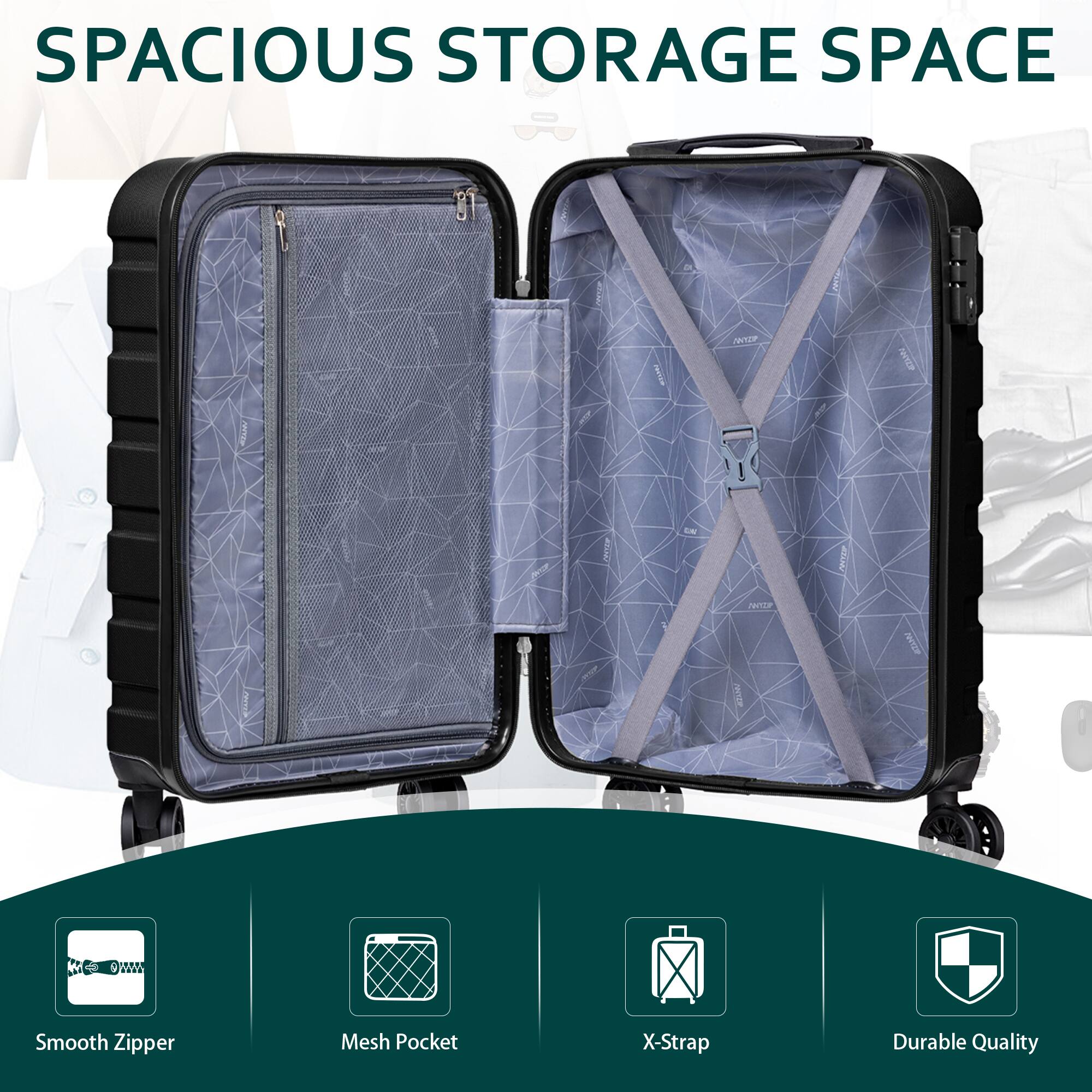 SPACIOUS STORAGE SPACE

Smooth Zipper  
Mesh Pocket  
X-Strap  
Durable Quality