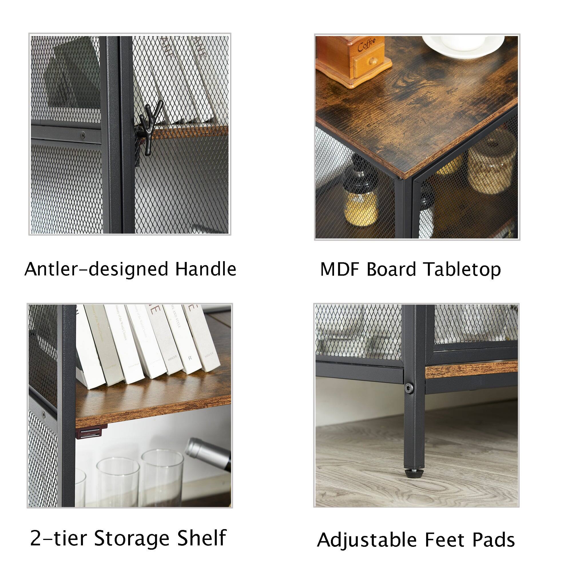 Antler-designed Handle  
MDF Board Tabletop  
2-tier Storage Shelf  
Adjustable Feet Pads