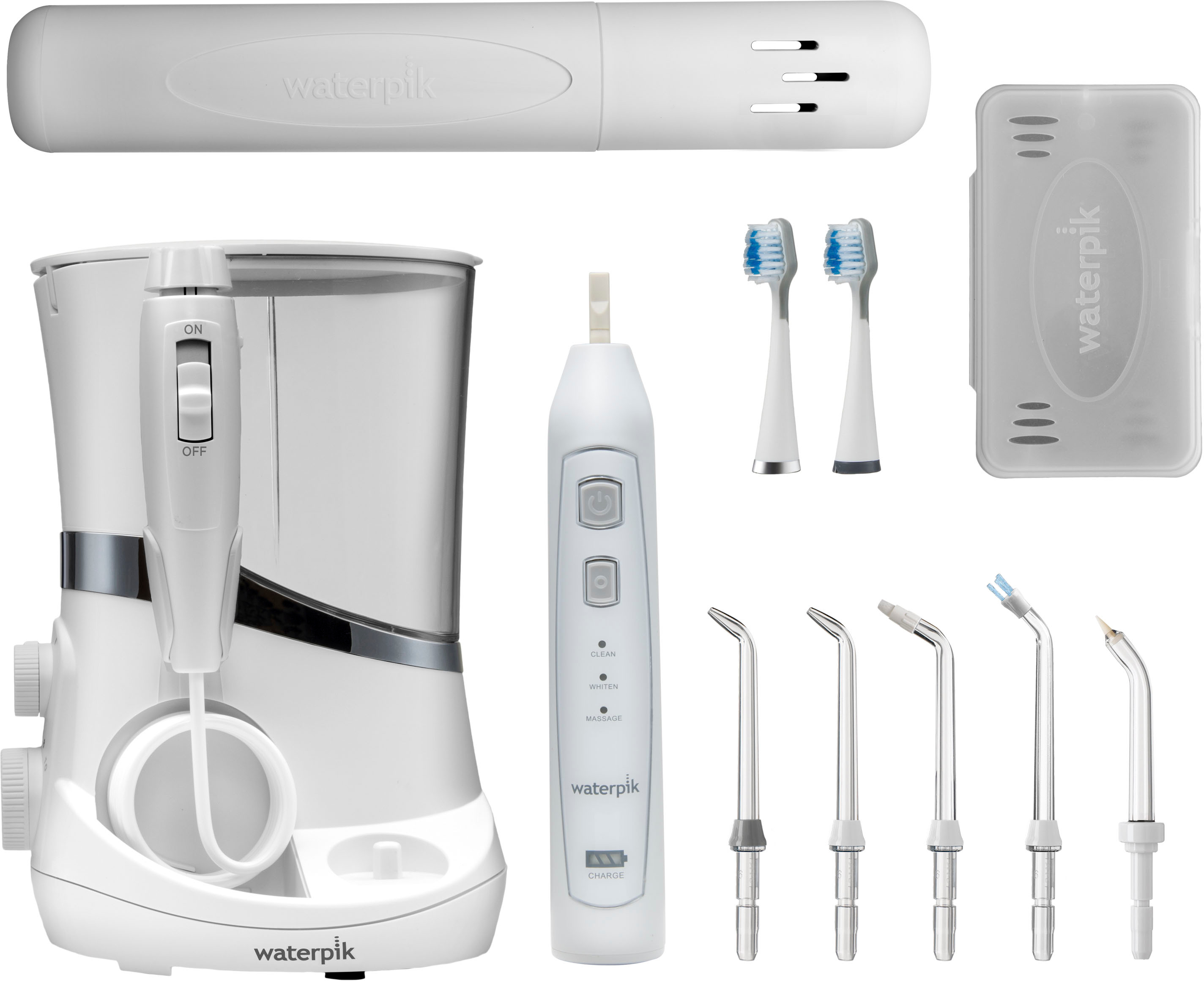 Left View: Waterpik - Complete Care 5.0 Water Flosser and Triple Sonic Toothbrush - White