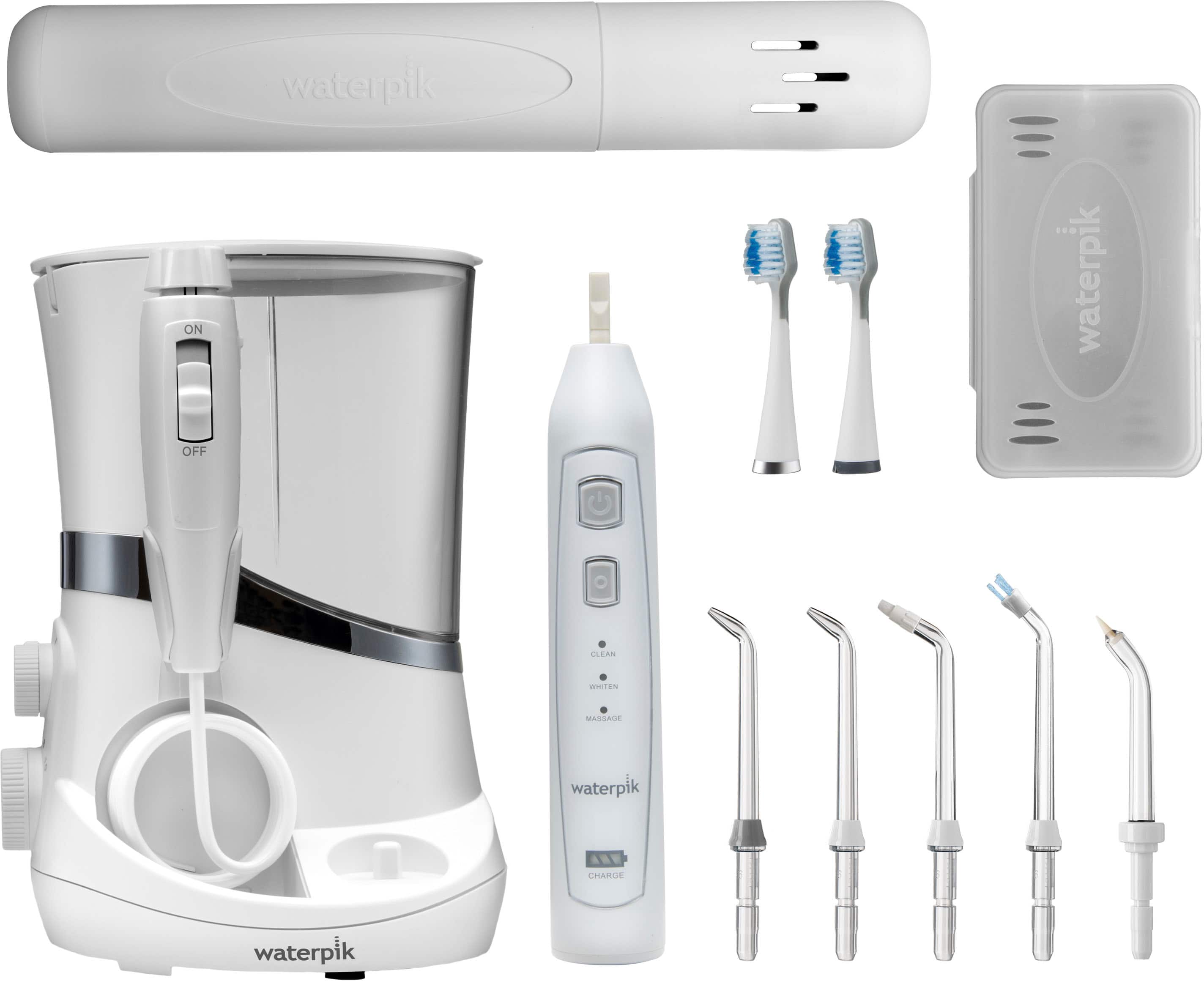 Left. Waterpik - Complete Care 5.0 Water Flosser and Triple Sonic Toothbrush - White.