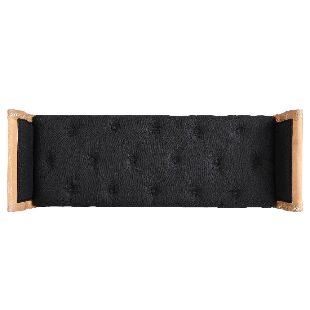 Alt View 7. Ropilly - Ropilly Modern Upholstered Entryway Bench, Charcoal Grey Fabric Seat with Natural Wood Frame and Curved Arms - Charcoal Grey.