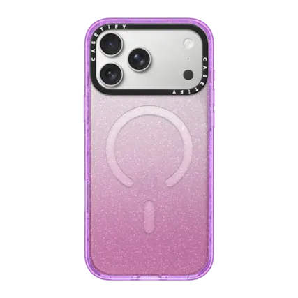 Front. CASETiFY - Impact Case MagSafe Compatible for Apple iPhone 18 Pro Max and 17 Pro Max Devices - Glitter Purple.