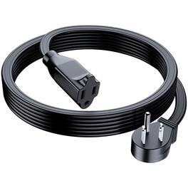 Maximm - Extension Cord (10 ft) 1 Outlet Flat Wire, 3-Prong 45° Angled Flat Plug, 16 AWG Power Cord - UL Certified - Black