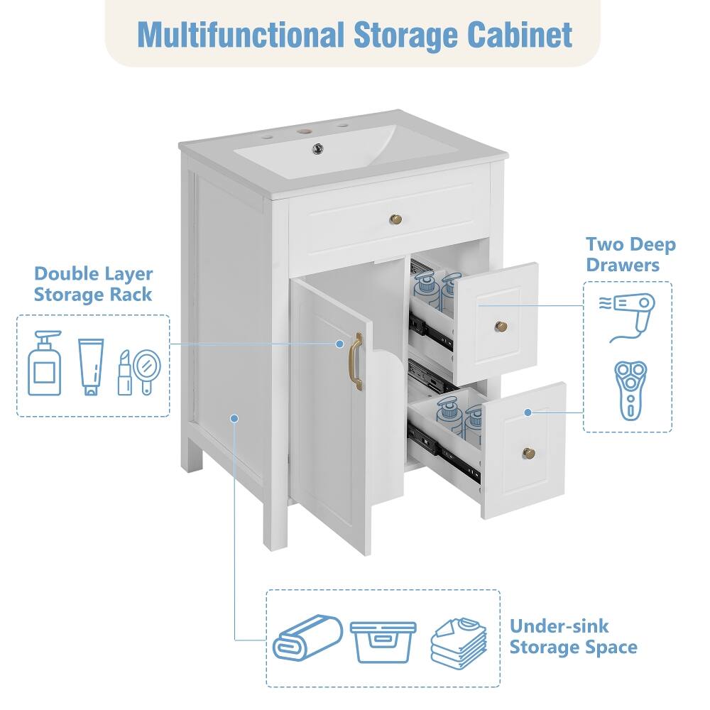 Multifunctional Storage Cabinet

Double Layer Storage Rack

Two Deep Drawers

Under-sink Storage Space