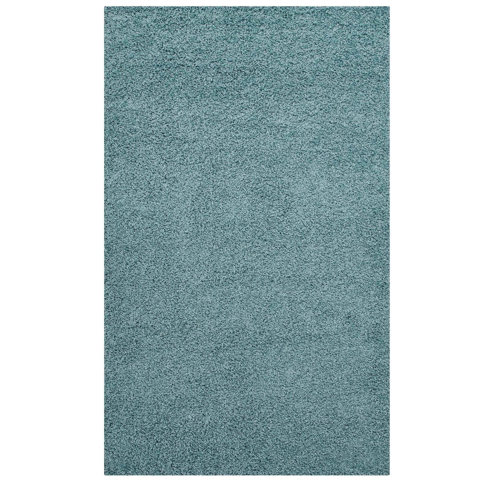 Angle. Modway - Enyssa Solid Shag Area Rug - Aqua Blue and Ivory.