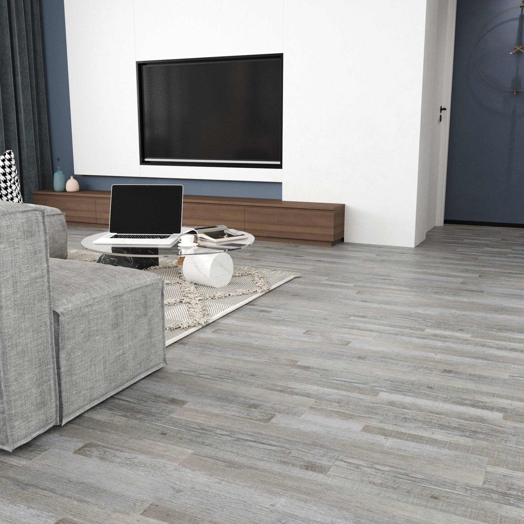 Alt View 4. APRILSOUL - 30PCS 12 MIL 6x36x2mm Vinyl Peel and Stick Flooring Tile Water Resistant - GRAY.