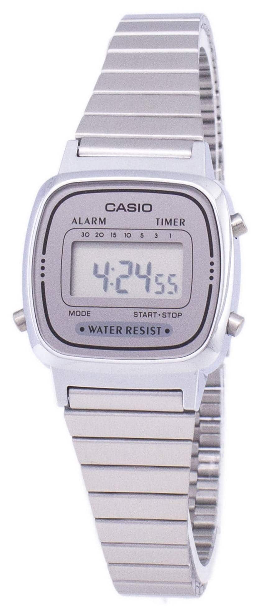 Casio - Digital Alarm Timer Auto Calendar Stopwatch LA670WA-7DF WR Ladies Watch - Gray