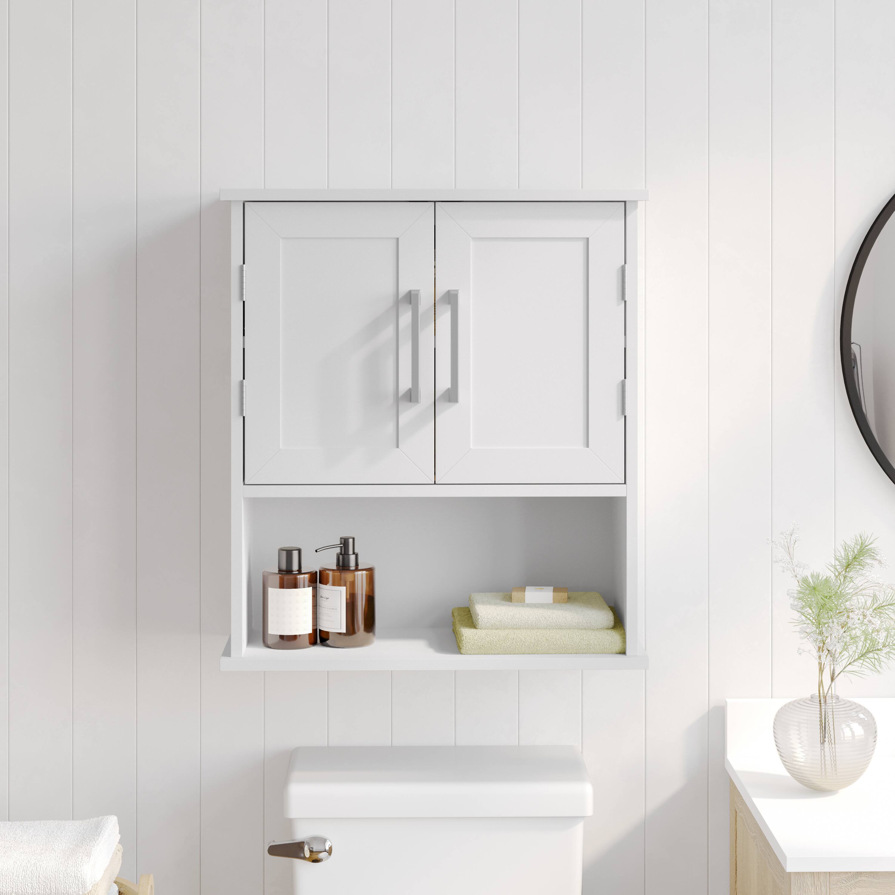 Alt View 1. Flash Furniture - Vega Wall Mounted Bathroom Medicine Cabinet Storage Organizer with Two Magnetic Closure Doors, Adjustable Shelf, and Low - White.