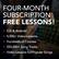 FOUR-MONTH SUBSCRIPTION FREE LESSONS!
- iOS & Android
- 4,000+ Video Lessons
- Hundreds of Courses
- 250,000+ Song Tracks
- Video Lessons for Popular Songs