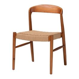 bali & pari - Lorena Paper Loom Woven Dining Chair - Mahogany Wood Frame Accent Chair with Curved Back for Kitchen or Dining Room - Honey/Brown
