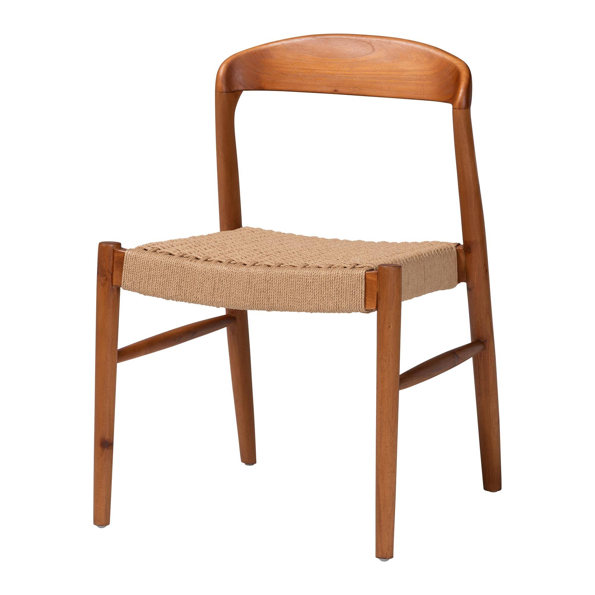 Front. bali & pari - Lorena Paper Loom Woven Dining Chair - Mahogany Wood Frame Accent Chair with Curved Back for Kitchen or Dining Room - Honey/Brown.