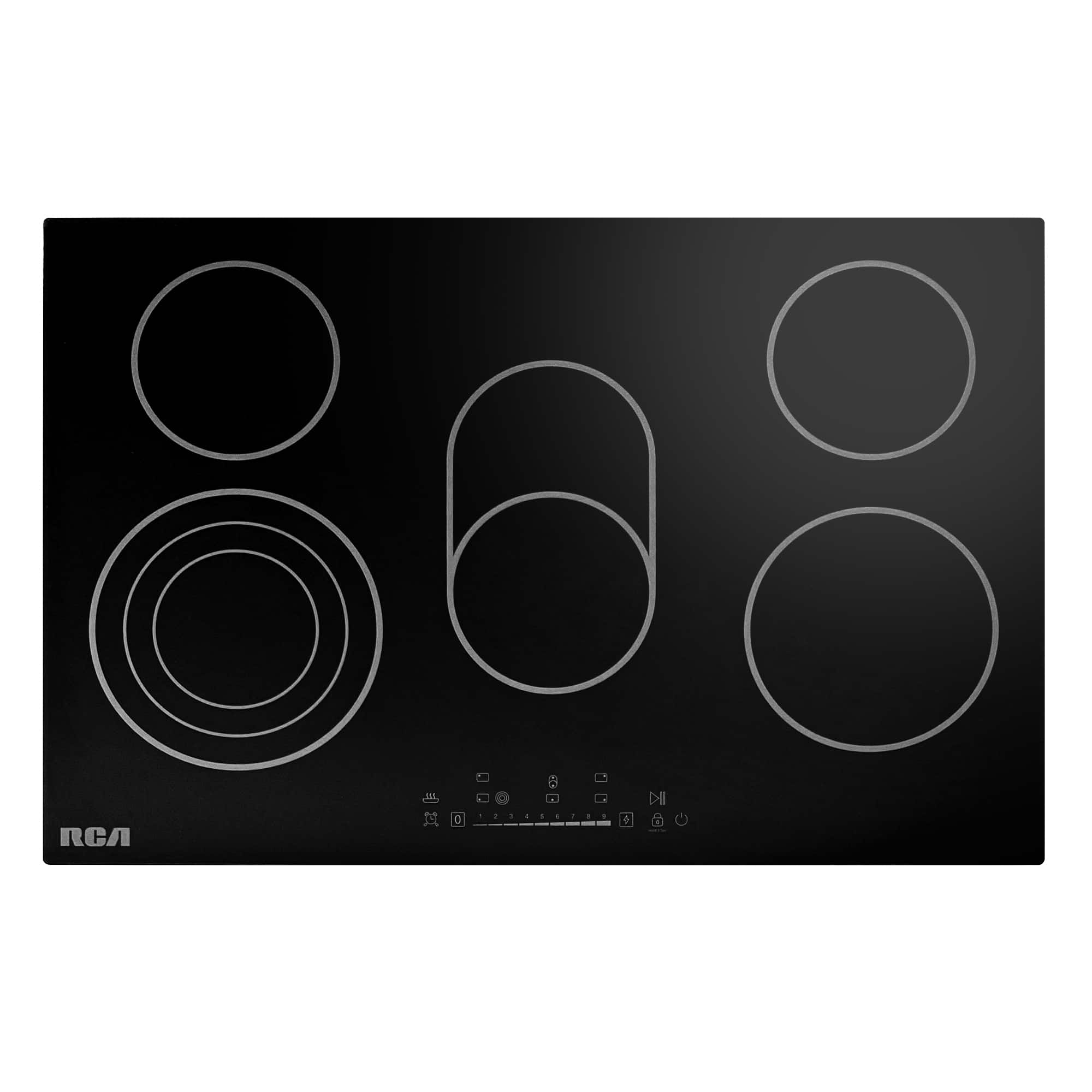 RCA - R-CTES305 30 in. Sterling Collection Drop-In Electric Ceramic Glass Cooktop, 5 Burners, Triple Zone Element - Black