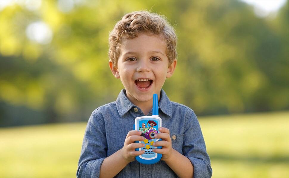 Back. eKids - Toy Story 5 Walkie Talkies for Kids, Two Way Radios for Indoor or Outdoor Games - Blue.