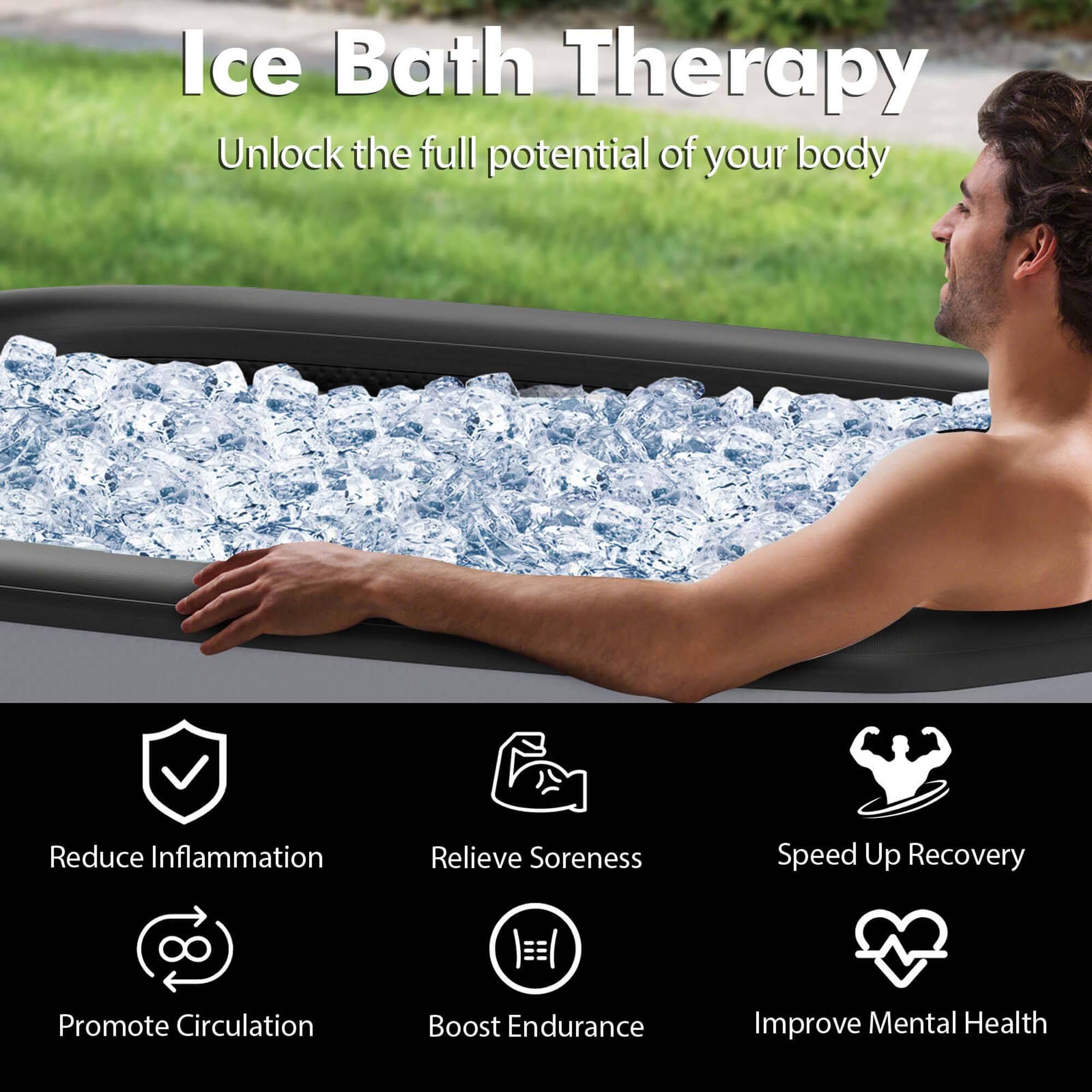 Ice Bath Therapy Unlock the full potential of your body Reduce Inflammation Relieve Soreness Speed Up Recovery Promote Circulation Boost Endurance Improve Mental Health