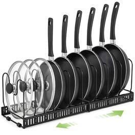 Garnen - Pots and Pans Organizer Under Cabinet Kitchen Organizer Storage, Expandable 11.8"-22.8" Pan Rack Pot Lid Organizer - Black
