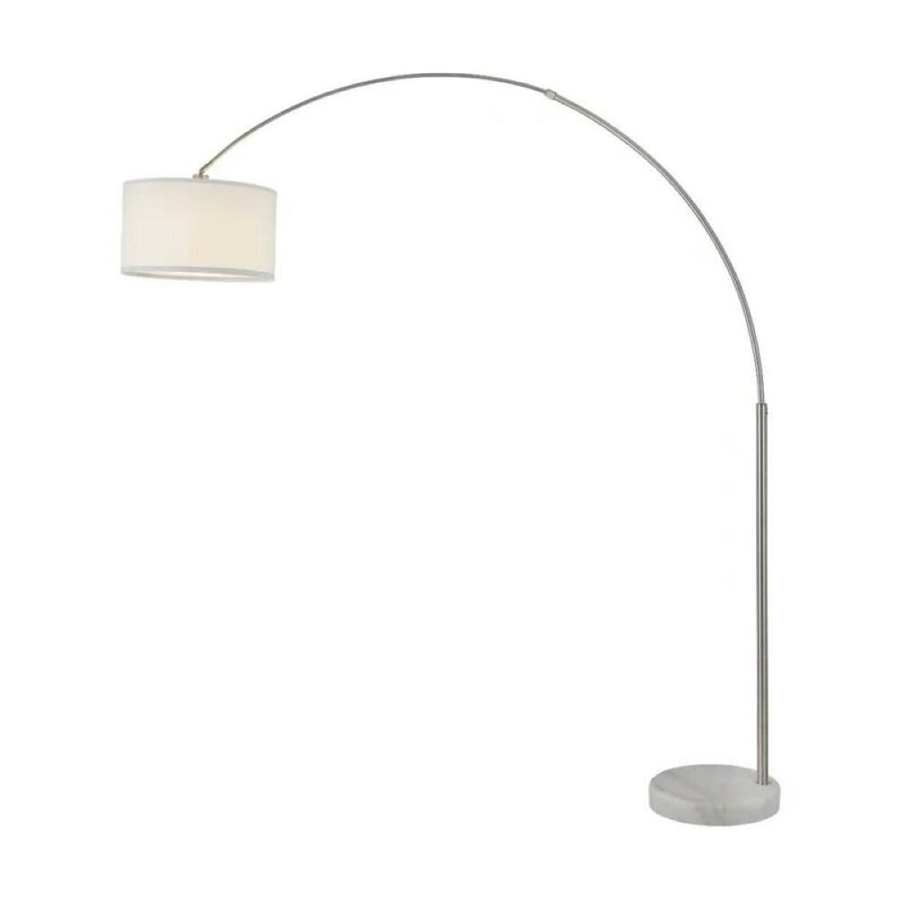 Alt View 1. FC Design - FC Design Modern 81" Tall Standing Adjustable Arched Floor Lamp with Drum Shade and Marble Base - White - White.