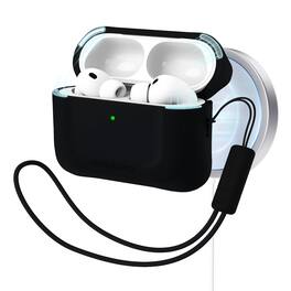 Ornarto - for AirPods Pro 3 Case 2025, Compatible with MagSafe, Secure Magnetic Lid, Adjustable Lanyard - Black