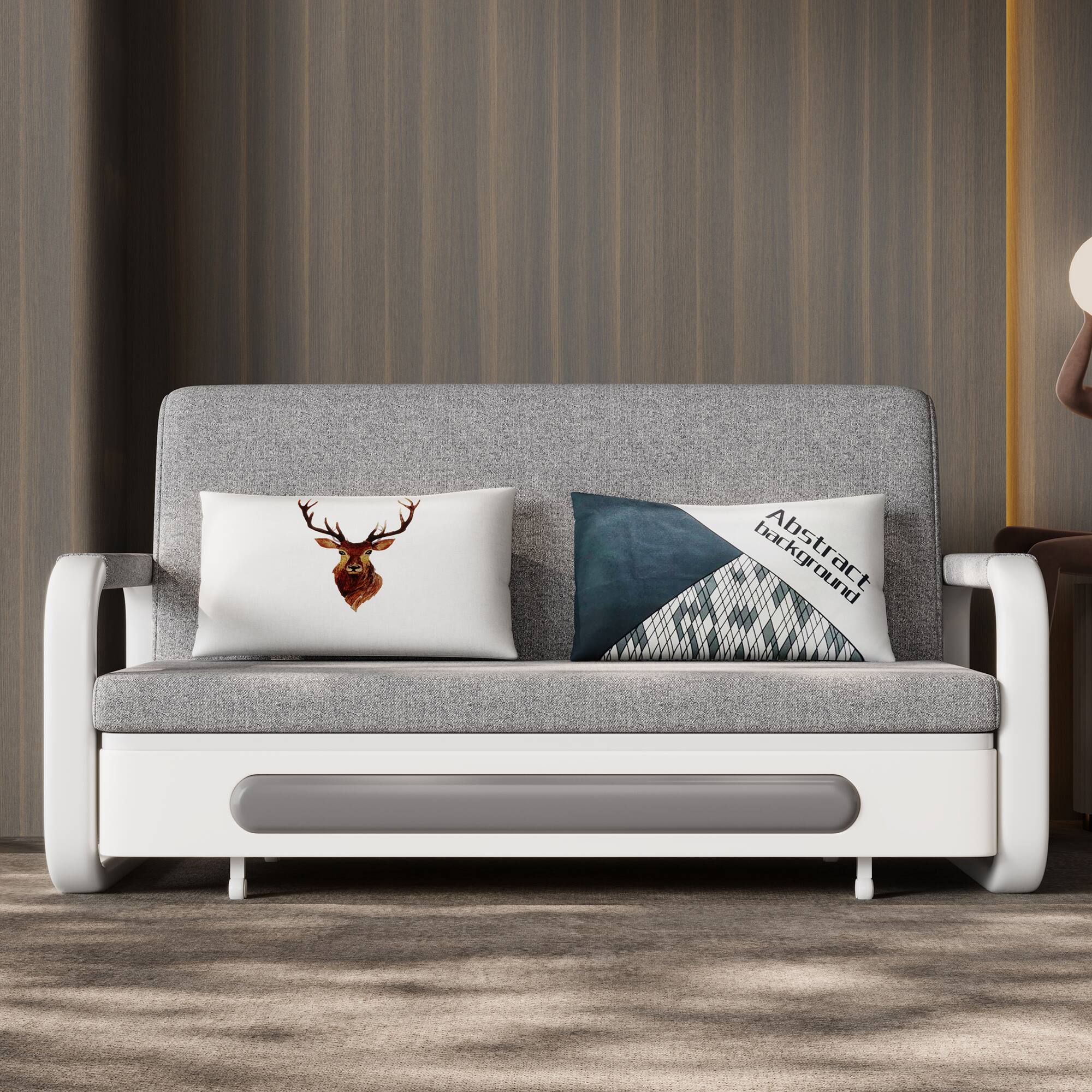 Alt View 1. luck idea - 50.3" Sofa Bed with Storage Base and Side Pockets, Detachable Washable Seat Cushions - Gray.