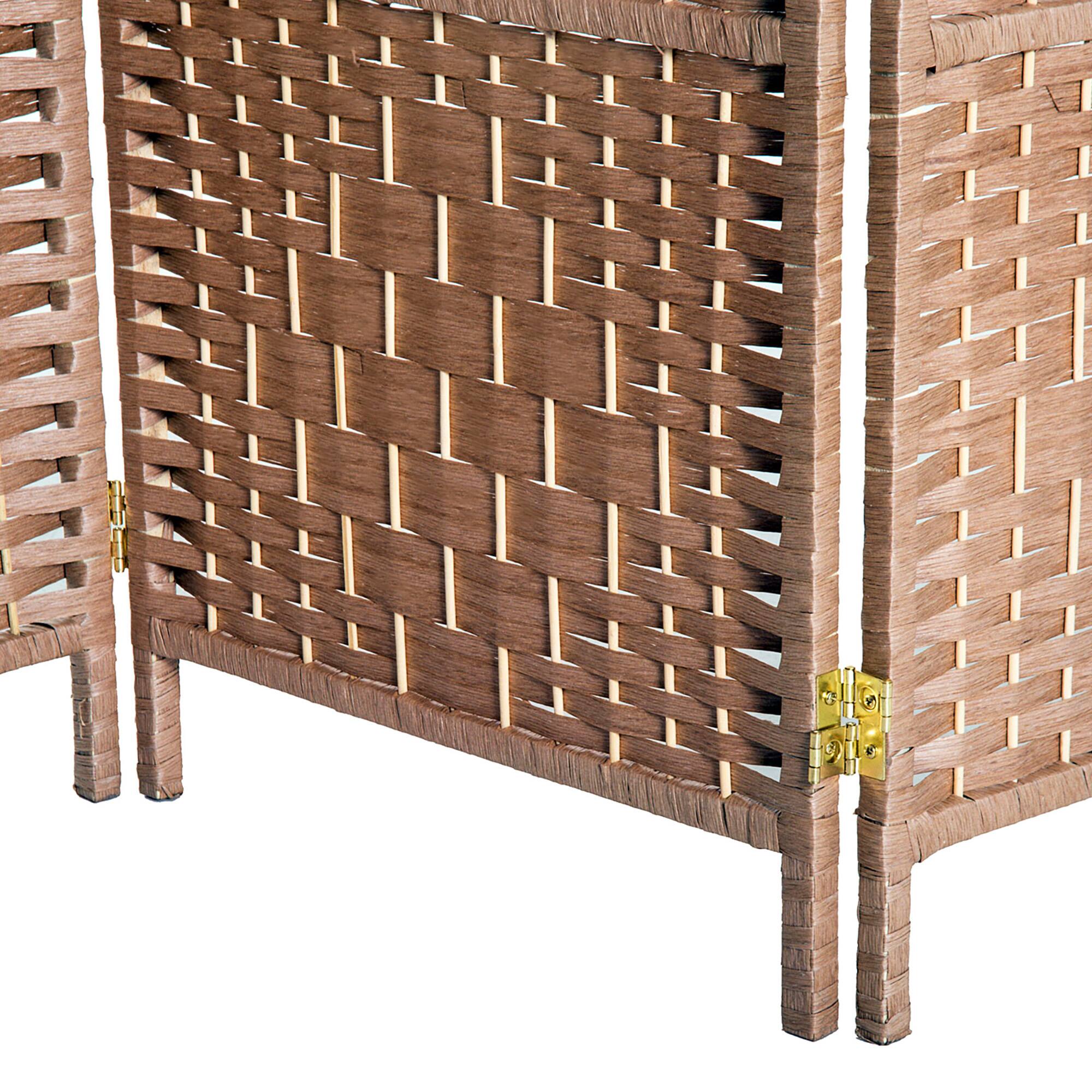 Alt View 8. Homcom - 6' Tall Wicker Weave 3 Panel Room Divider Wall Divider - Natural Wood.