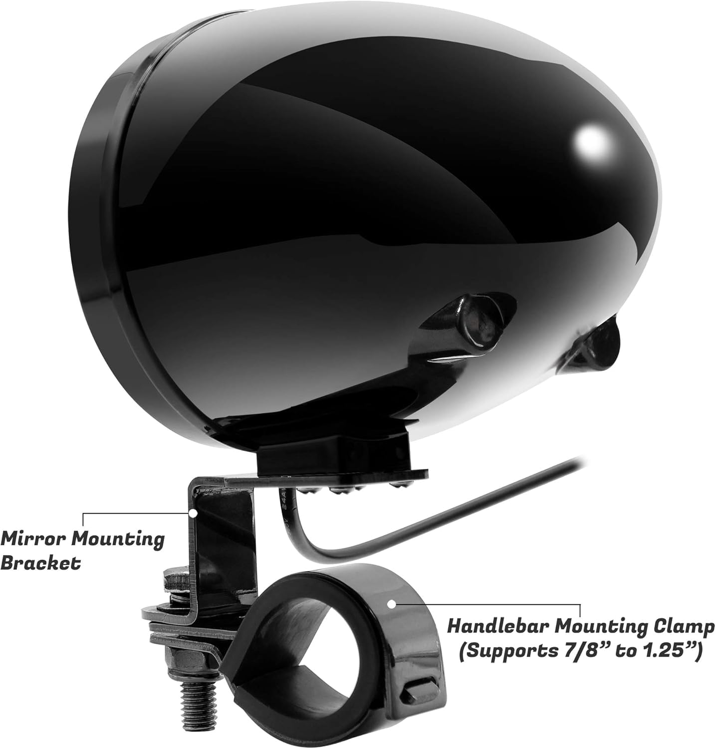 Mirror Mounting Bracket  
Handlebar Mounting Clamp (Supports 7/8" to 1.25")