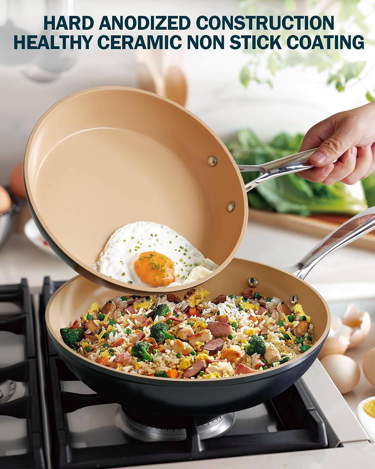 HARD ANODIZED CONSTRUCTION HEALTHY CERAMIC NON STICK COATING