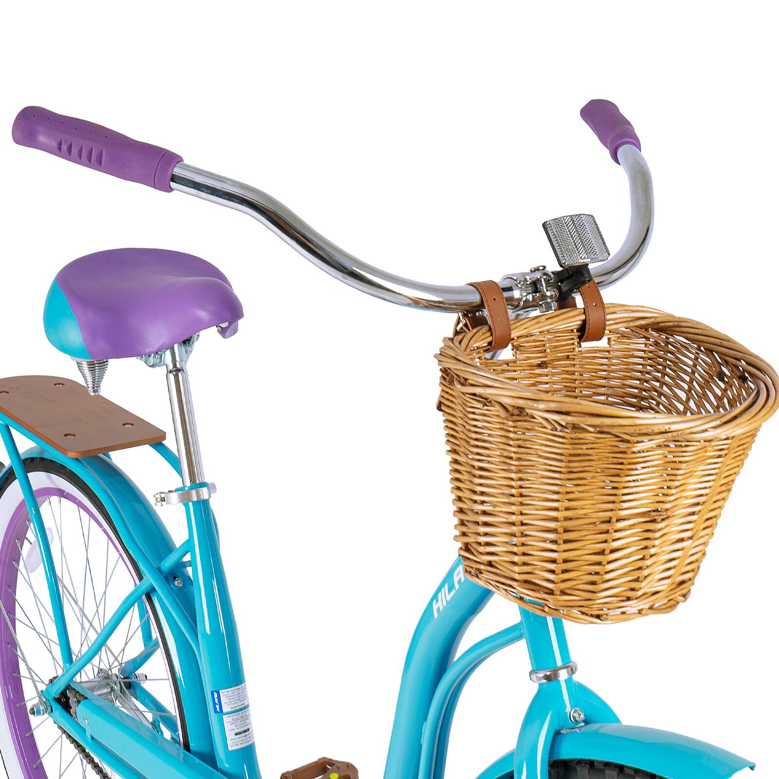 Back. HILAND - HILAND Vintage Adult Beach Cruiser Bike for Men Women, 26 inch Commuter Bicycle with Front Basket and Rear Rack, Blue - blue.