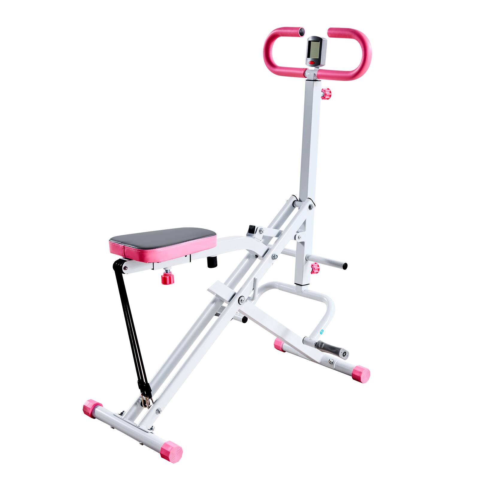 Alt View 5. VEVOR - Squat Machine, Deep Squat Rowing Machine for Home, Easy Setup & Foldable Exercise Equipment, Glute Trainer Machine - White + pink.