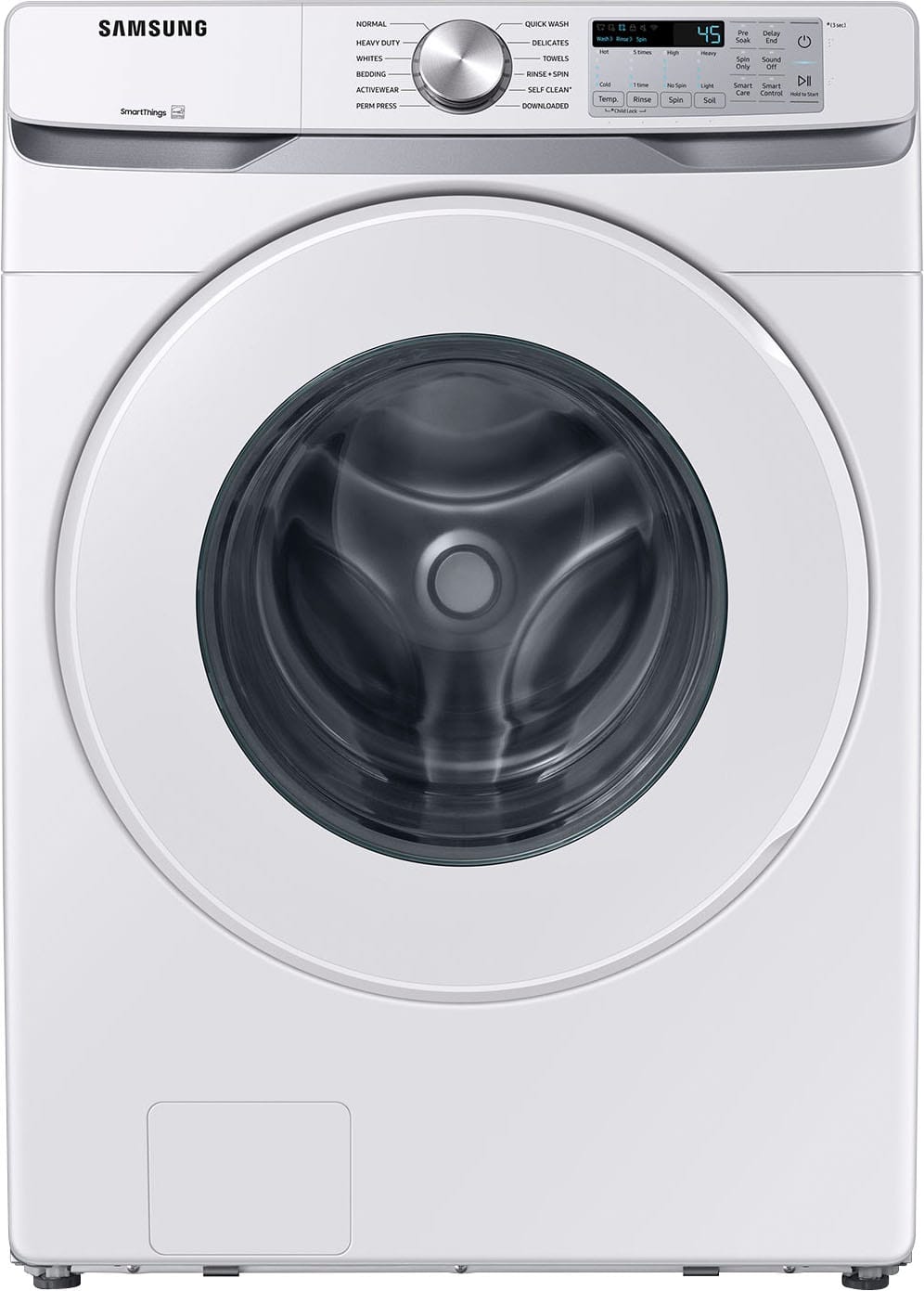 Samsung - Open Box 5.1 Cu. Ft. High-Efficiency Stackable Smart Front Load Washer with Vibration Reduction Technology+ - White - Front_Zoom