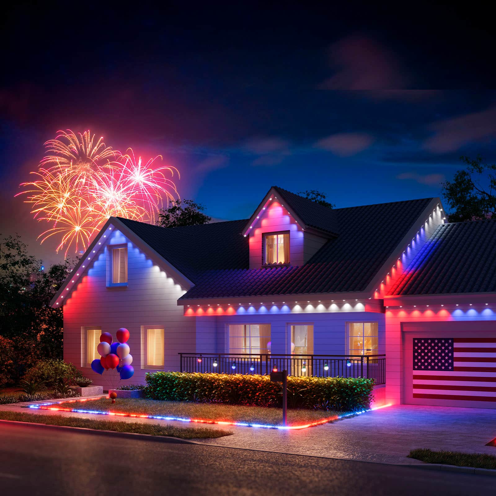 Alt View 19. Govee - Wi-Fi RGBIC Outdoor Permanent String Lights 50ft - White.