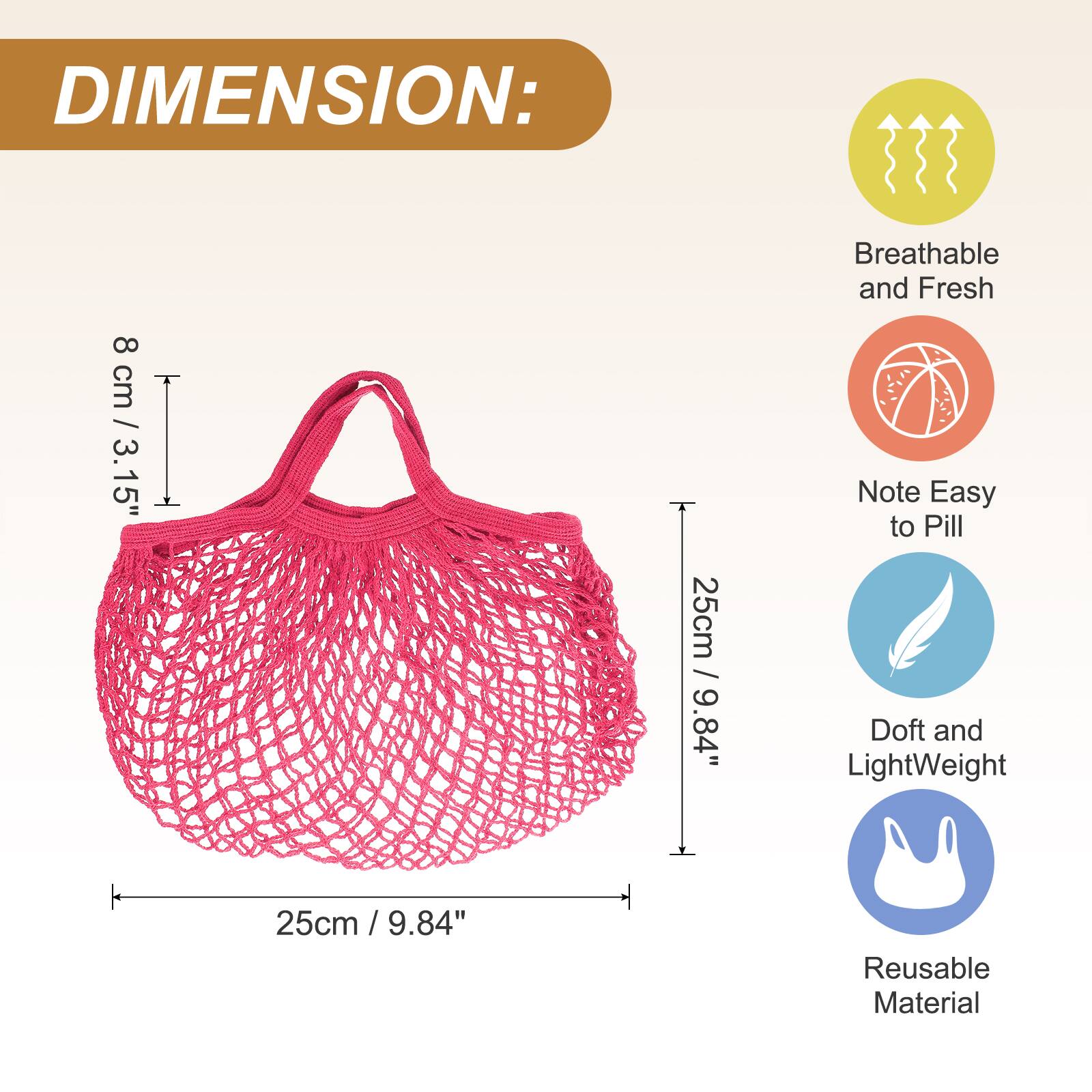 DIMENSION: 8 cm / 3.15" x 25cm / 9.84"  
Breathable and Fresh  
Note Easy to Pill  
Doft and LightWeight  
Reusable Material