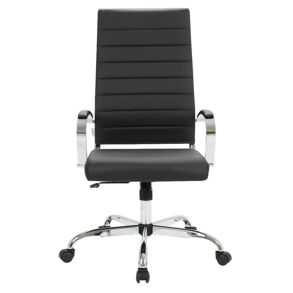 Alt View 2. LeisureMod - Benmar High Back Leather Office Chair with Adjustable Height, Swivel Base, Ergonomic Design Modern Conference Chair - Black.