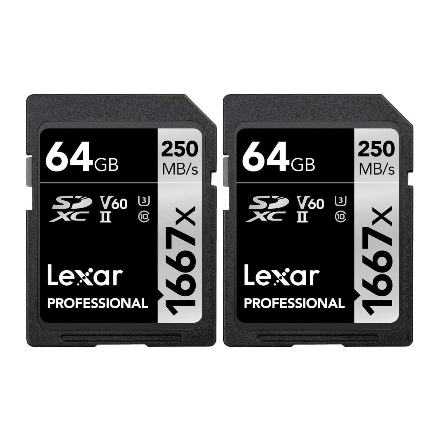 Lexar - Professional 64GB 1667x UHS-II SDXC Memory Card (2-Pack)