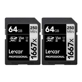 Lexar - Professional 64GB 1667x UHS-II SDXC Memory Card (2-Pack)