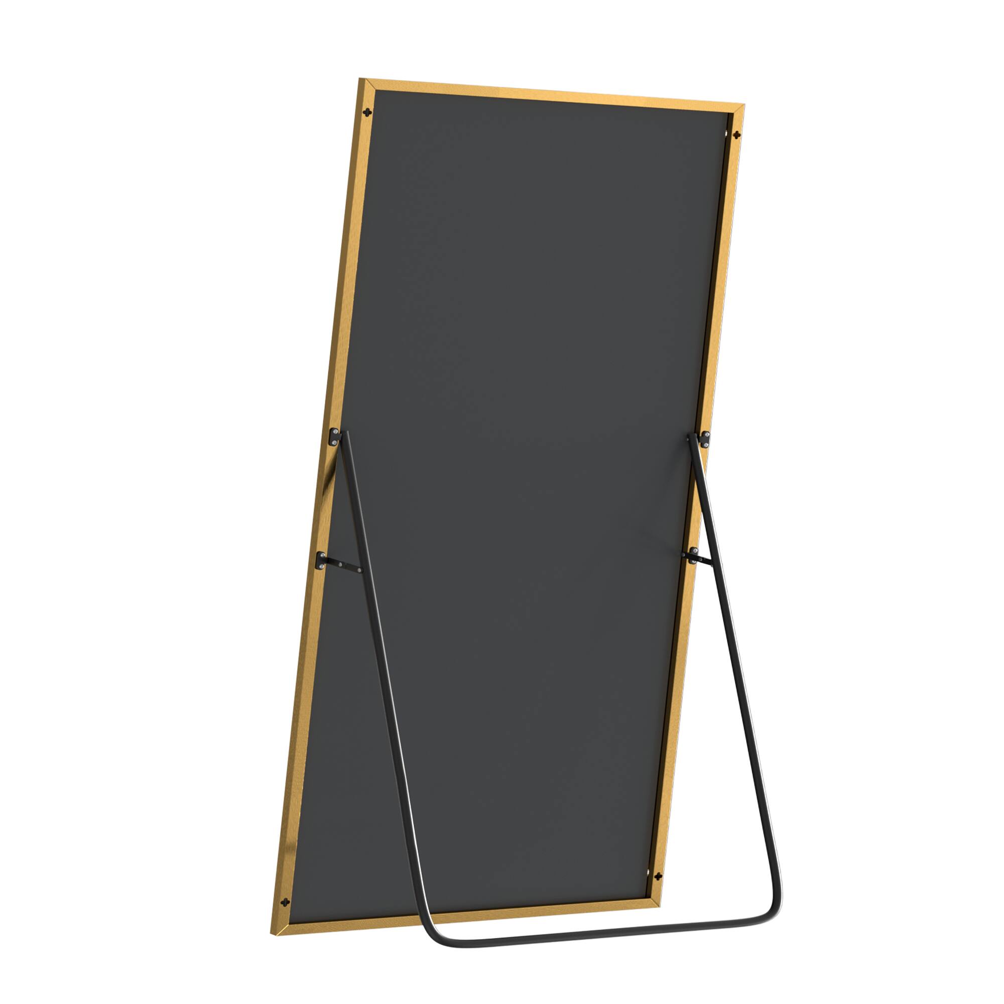 Back. PexFix - 71"x39" Full Length Mirror with Gold Frame Shatterproof Tempered Glass Floor Mirror Wall-Mounted/Freestanding Standing - Gold.