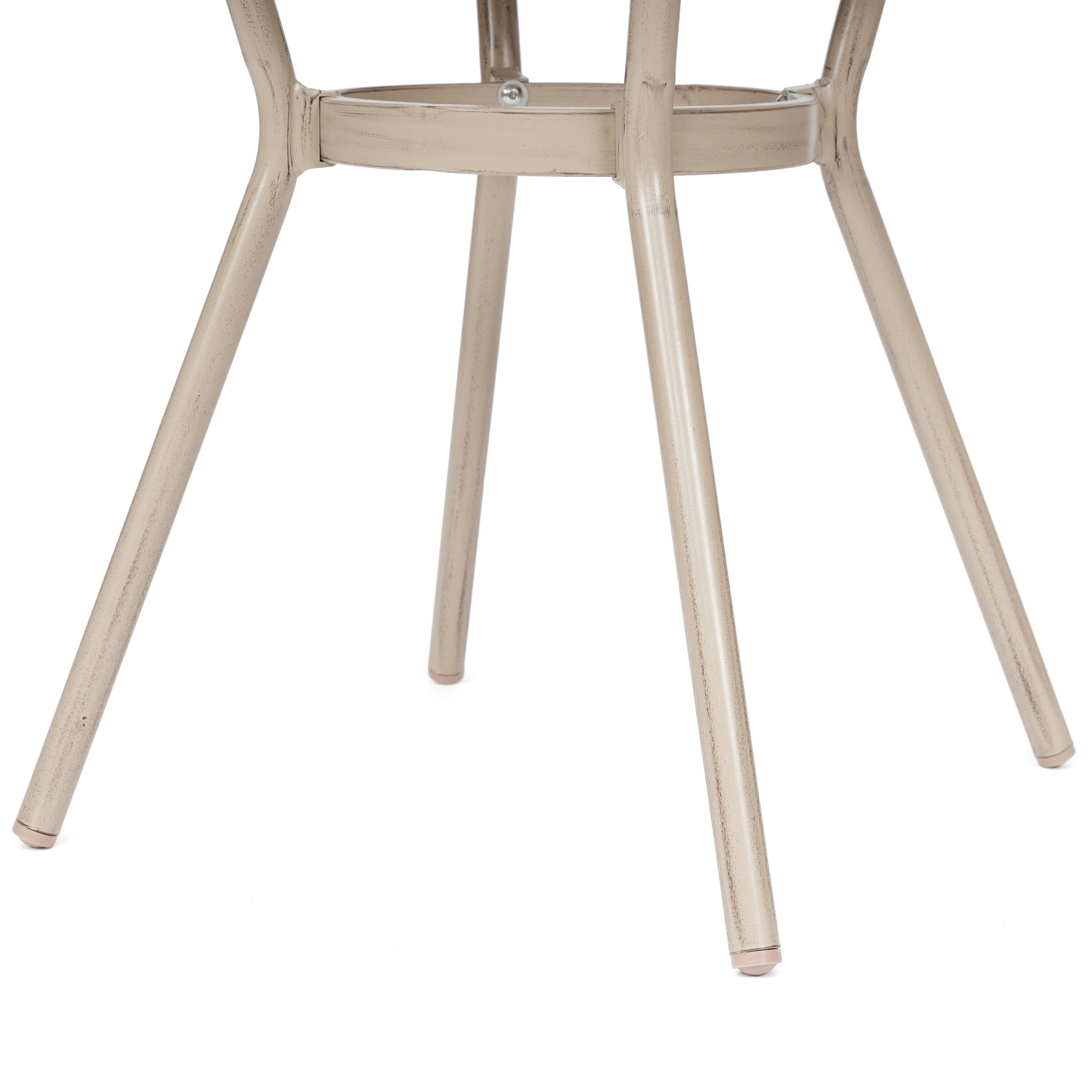 Alt View 7. Emma + Oliver - Massalia Indoor/Outdoor Bistro Style 31.5 in. Table with Textilene, Glass Top, and Bamboo Finished Metal Frame - Black & White Textilene/Light Natural Frame.