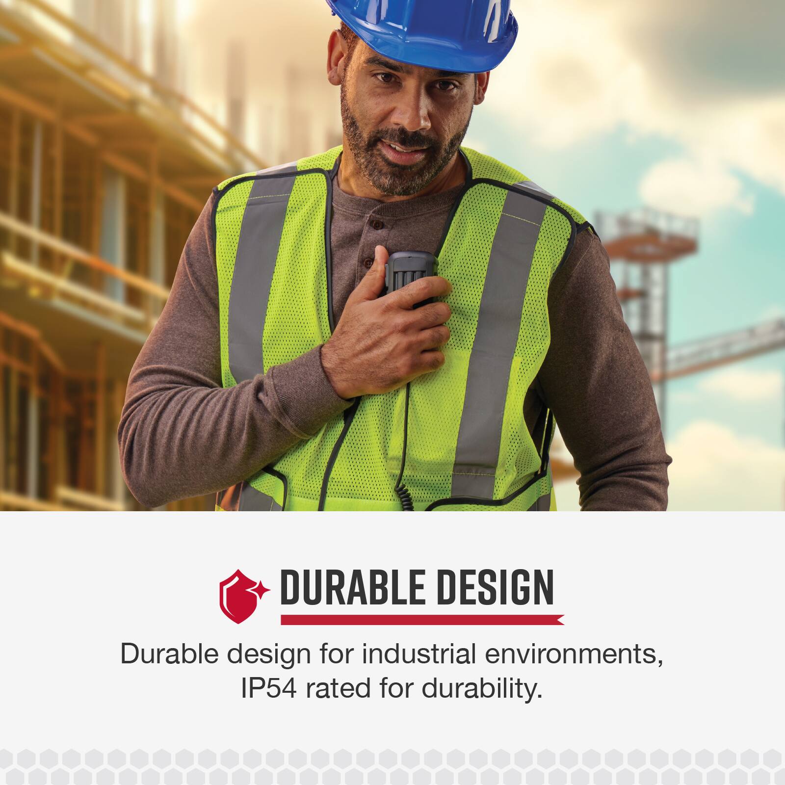 Durable Design: Durable design for industrial environments, IP54 rated for durability.