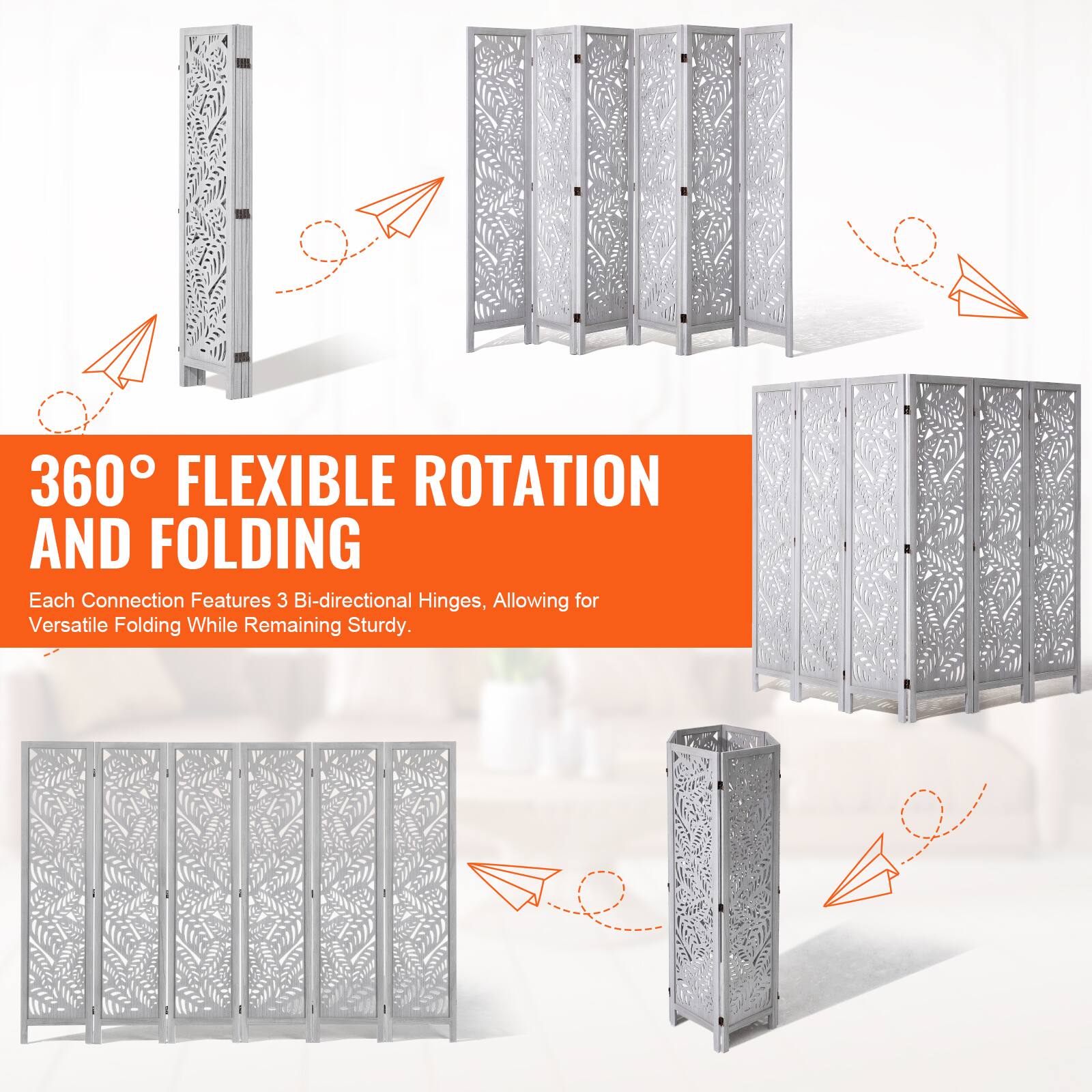 360° FLEXIBLE ROTATION AND FOLDING  
Each Connection Features 3 Bi-directional Hinges, Allowing for Versatile Folding While Remaining Sturdy.