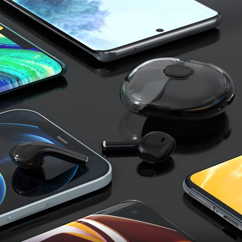 Alt View 2. SKRAN - Clear Top Bluetooth Earphone With Charger - TWS Wireless Earbuds with Transparent Lid Charging Case, HiFi Stereo Sound - Pink.