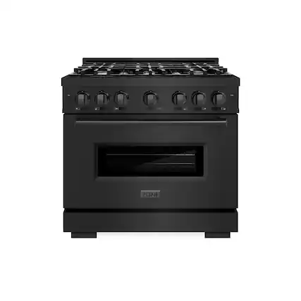 Front. ZLINE - ZLINE 36" Classic Dual Fuel Range with 6 Burners and Convection Oven (CDRB-36) - Black Stainless Steel.