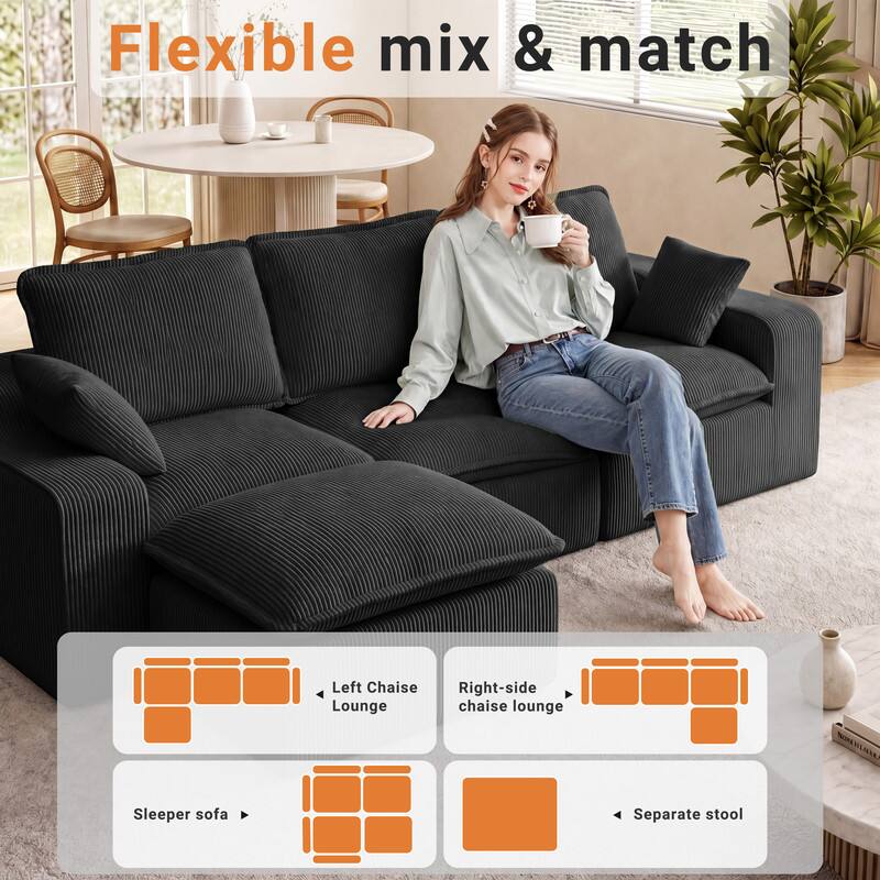 Flexible mix & match

- Left Chaise Lounge
- Right-side chaise lounge
- Sleeper sofa
- Separate stool