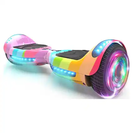 Front. Hover Heart - Flash Wheel Hover board 6.5 In. Bluetooth Speaker with LED Light Self Balancing Wheel Electric Scooter - Rainbow Wave.