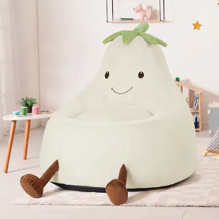 Front. Anysun - 24"Children's bean bag chairs, filled toddler sofas and teenagers and children covered with artificial rabbit fur - Beige.