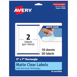 Avery - Matte Rectangle Labels, 5" x 7", 20 Total - Clear