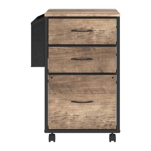Alt View 2. Winado - Mobile Wood 3-Drawer Rolling Organizer File Cabinet with with 3 Fabric Drawers, Side Bag Under-Desk Storage for Office - Rustic Gray.